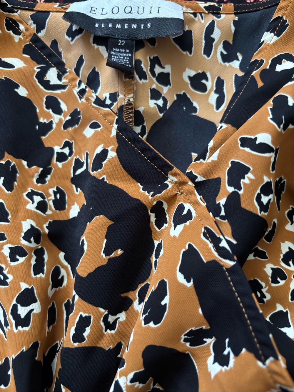 Eloquii Leopard Print Wrap Blouse - Black, Camel, Cream